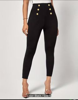 High Waist Sailor Button Skinny Pants