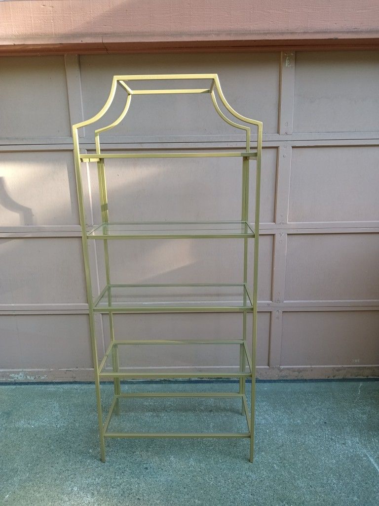 Gold Metal And Glass Shelf