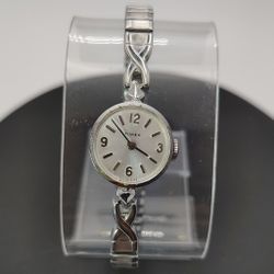 Vintage Timex Womens Cocktail Mechanical Wind Watch Stretch Bracelet Restored