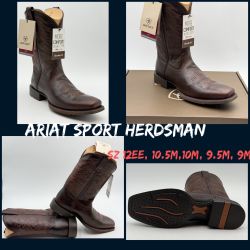New ARIAT SPORT HERDSMAN Cowboy Boots SZ 12 EE, 10.5 M , 10 M, 9.5 M, 9 M  Burnished Chocolate 