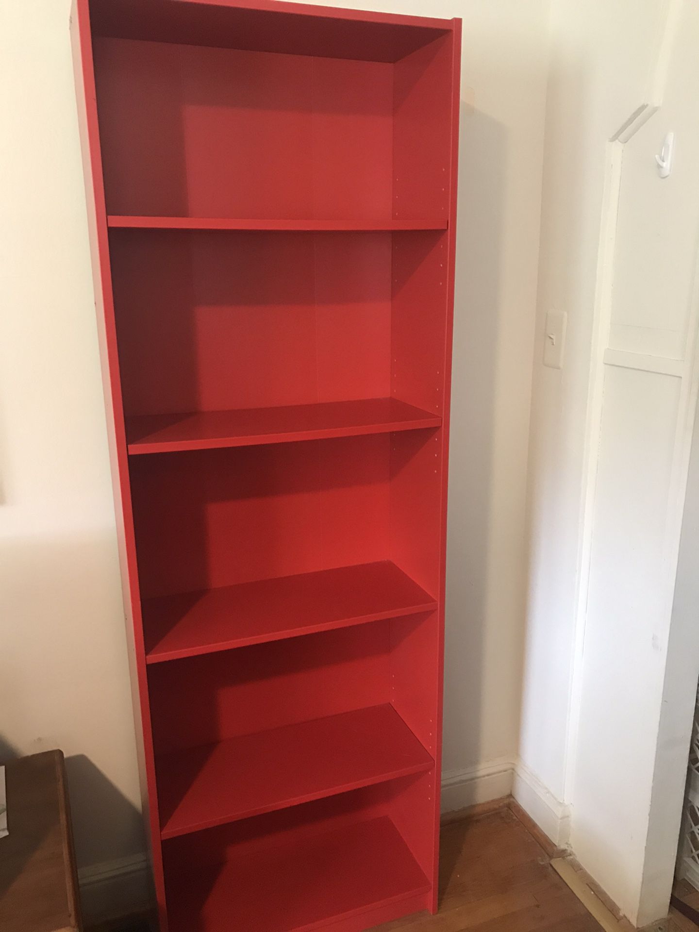 Red bookshelf