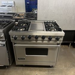 VIKING 36”WIDE DUAL FUEL RANGE STOVE STAINLESS STEEL
