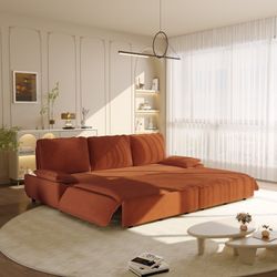 Alameda 95" Modern Corduroy King Pull-Out Sleeper Sofa Bed with Wide Armrests