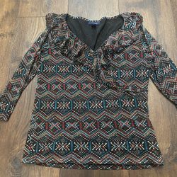 Womans Ruffle 3/4 Sleeve Shirt Size XL By Chaps #17