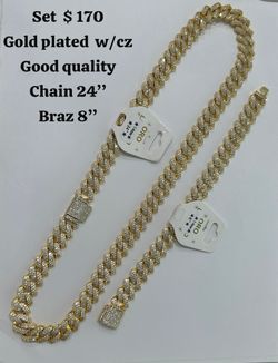 Good Plated W/cz Chain And Bracelet