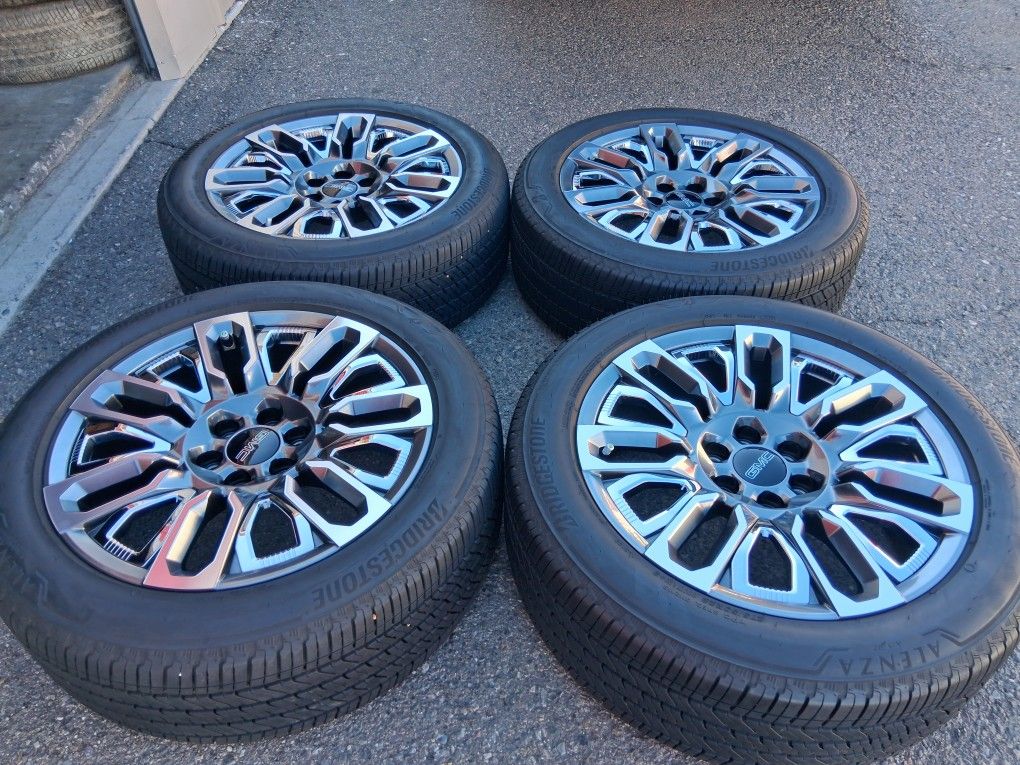 2025 NEW OEM ORIGINAL TAKEOFFS GMC YUKON DENALI ULTIMATE 22 INCH HAVE TPMS SENSORS TIRES BRIDGESTONE 99.99 % $ 2499