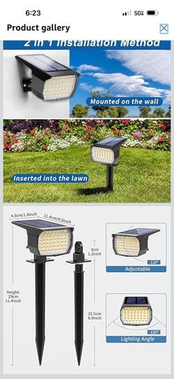 WENATY Solar Spot Lights Outdoor Waterproof IP65, 12 Pack Landscape Spotlights with 46 LEDs, 3 Modes Auto On/Off Solar Powered Flood Lights for Outsid