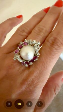 Pearl Ruby Diamonds Ring
