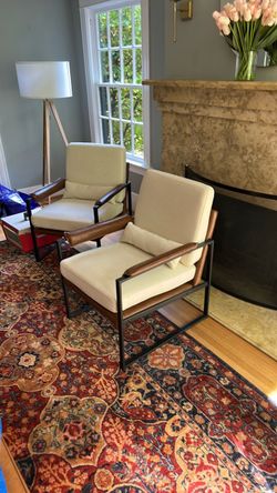 Modern Accent Chairs with Metal Frame – Set of 2