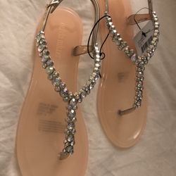Rhinestone sandals/women’s sandals/tan sandals