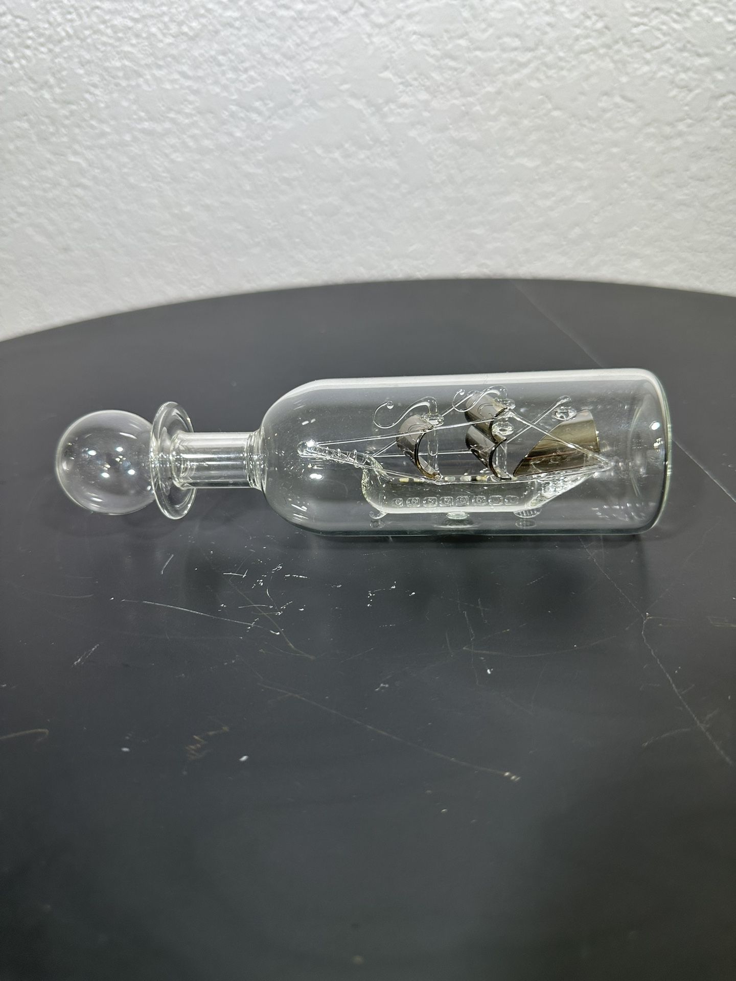 Vintage Blown Spun Glass - Ship In A Bottle -