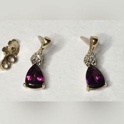 10k Rhodolite Garnet and Diamond Earrings