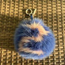 Fendi Orange/Blue Fox Fur Pom Pom Bag Charm