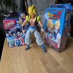 Dragon Ball Z Evolution 2015 Starter Deck Factory Sealed + Gogeta Action Figure & New Dragon Ball Z Uno