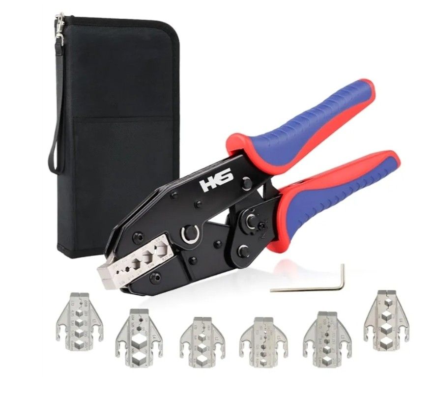 NEW HKS Coaxial Crimping Tool Set for Coaxial RG LMR BNC Type Cable and Connectors with 7 Interchangeable Dies