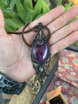 Wire Wrapped Pendant Amethyst Labradorite