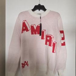Amiri Sweater in White/Red Size M
