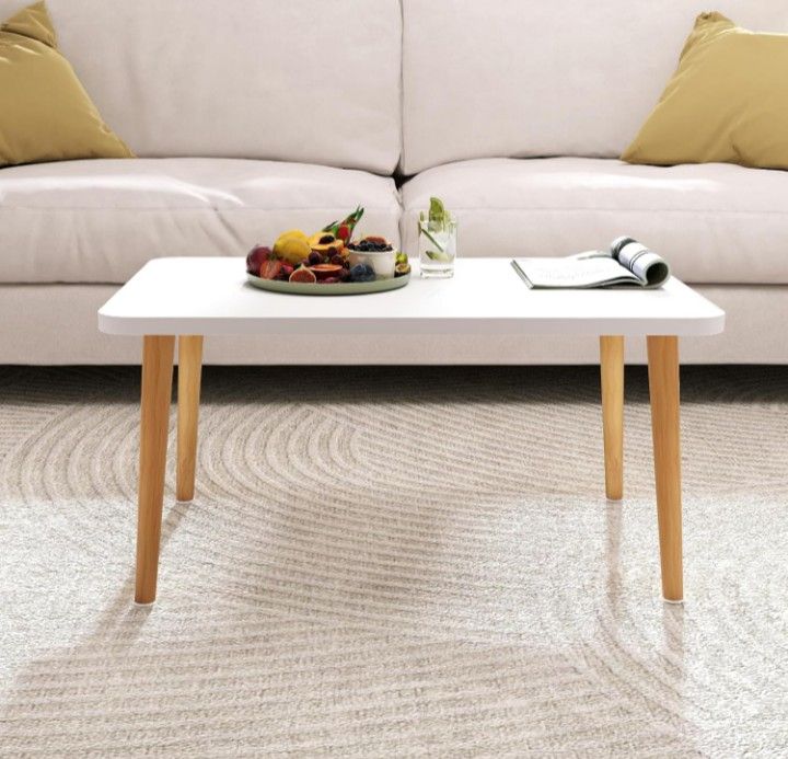 Square Coffee Table Low Table - White