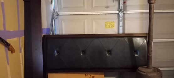 Leather Headboard N Wood Frame