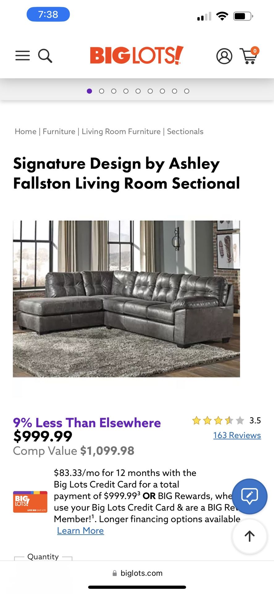 Signature Design by Ashley Fallston Living Room Sectional for Sale in
