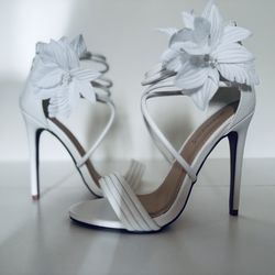 White Floral Heel 