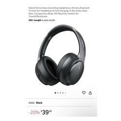 Brand new Hybrid Active Noise Cancelling Headphones, Wireless Bluetooth 5.4 Over Ear Headphones & Fast Charging, Hi-Res Audio, Deep Bass, Transparency