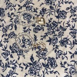 2 Rings Pearl Moon And Heart 