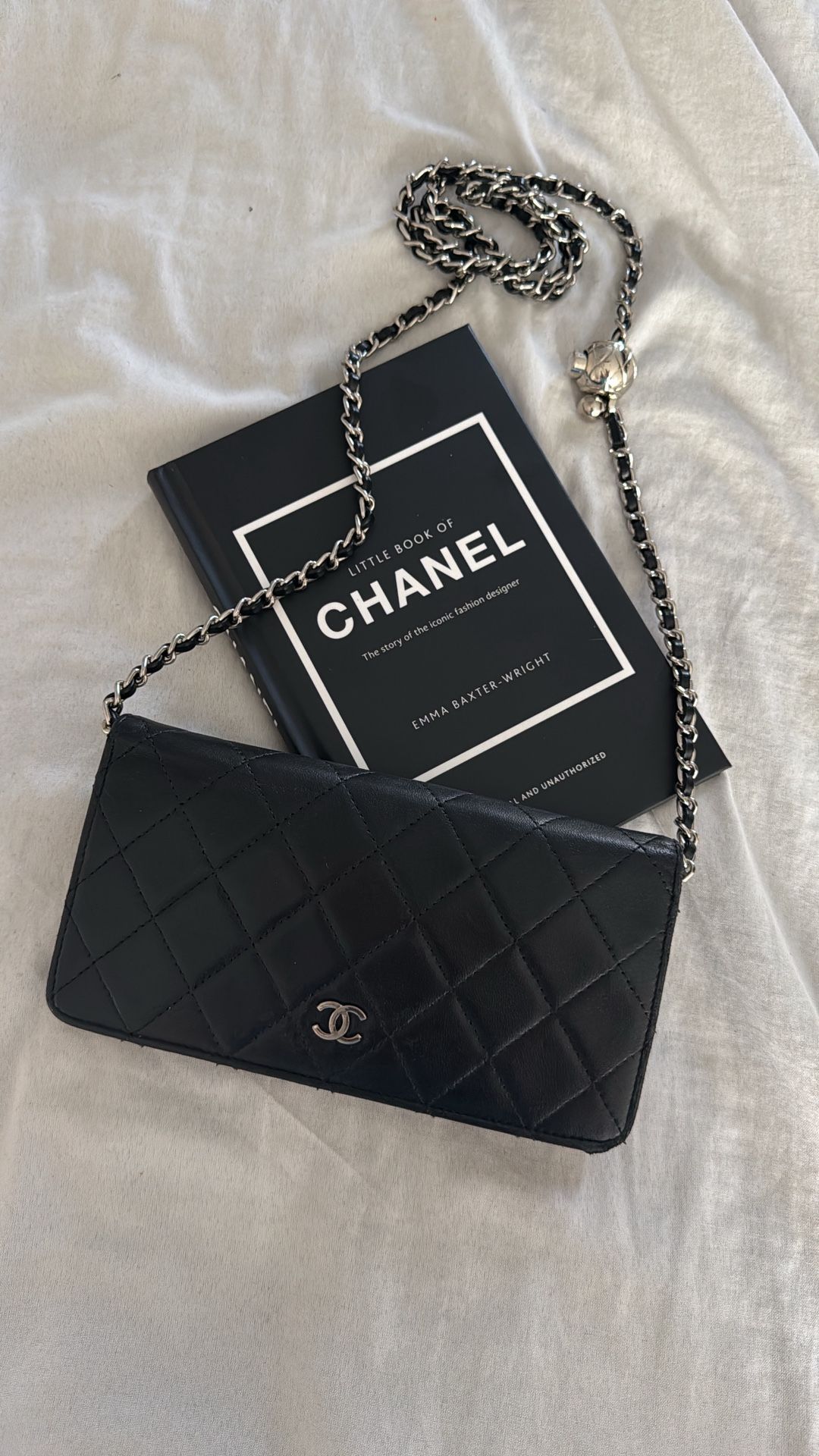 Authentic CHANEL Lambskin Matelasse wallet on chain crossbody bag
