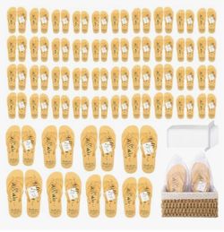 Cuffbow Bulk Flip Flops for Wedding Guest Bride Sandals Spa Slippers with Size Card Organza Bag for Pool Beach Party