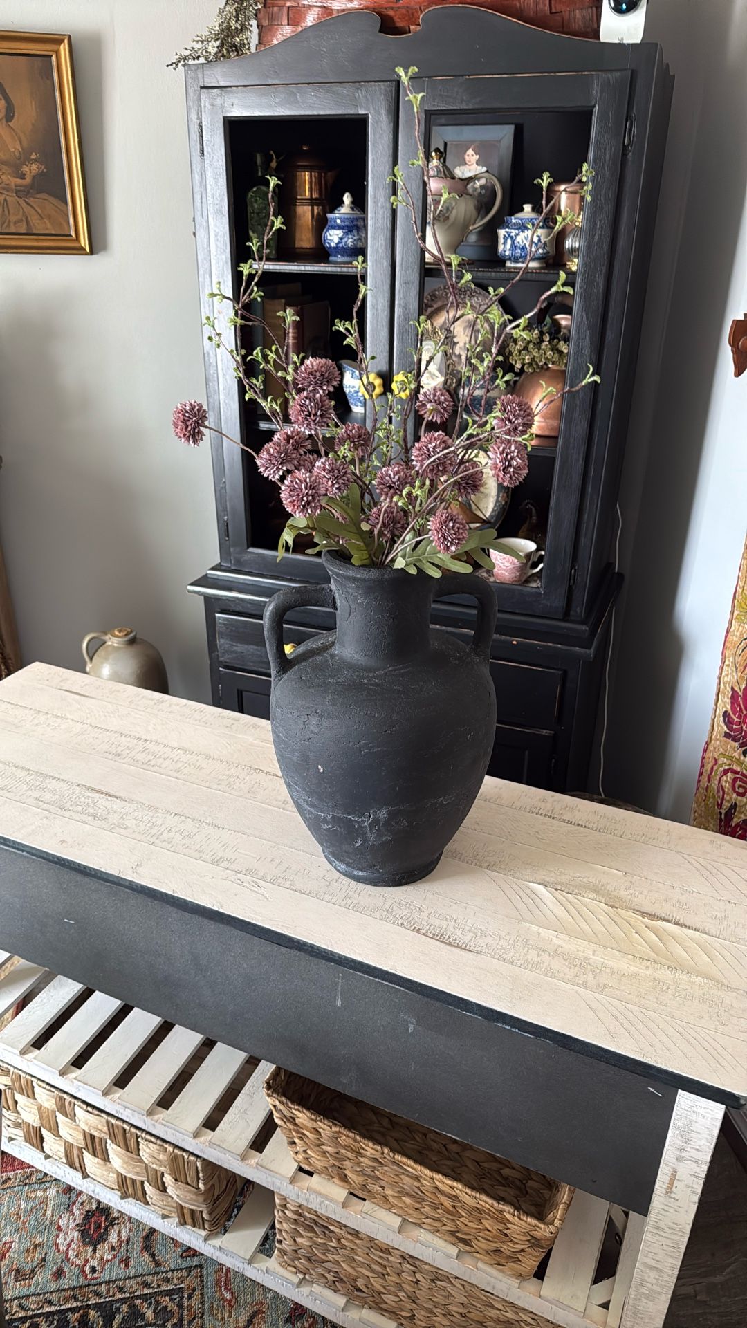 Large Distressed Vase With Flowers