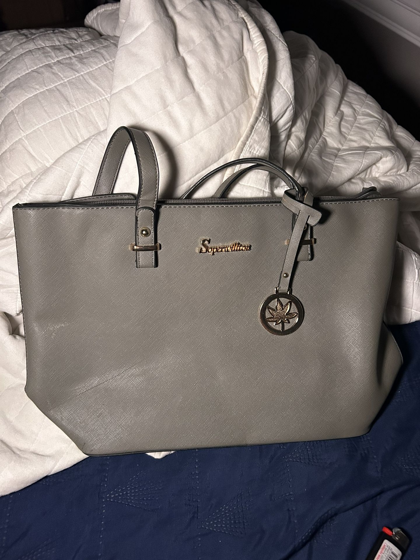 Gray Tote Bag | Large Work Purse | Everyday Shoulder Bag