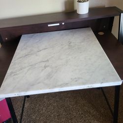 Wooden Desk With Beautiful Marble Slab Heavy
