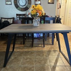 Pine Wood Top Industrial Legs Table