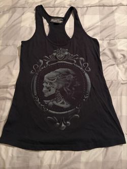 Black Lady Skull Racerback Tank Top