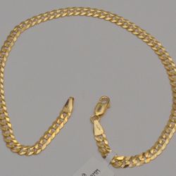 Gold chain 10k solid yellow cuban curb link anklet bracelet 10 in 4.2 mm 4.7 gr