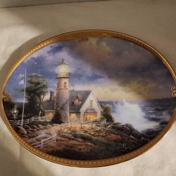 Thomas Kinkade's Bradford Exchange Plate Lighthouse Cottage Oval Plate  Thomas Kinkade's Scenes of Serenity