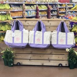 Trader Joe's LARGE Lavender Canvas Reusable Shopping Bag Tote