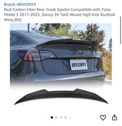 Arvionyx Carbon Fiber Trunk Spoiler for Tesla Model 3