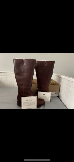 UGG DAHLEN BOURBON LEATHER/ FULLY WOOL LINED WINTER BOOTS, US 8 EUR 41 ~Used