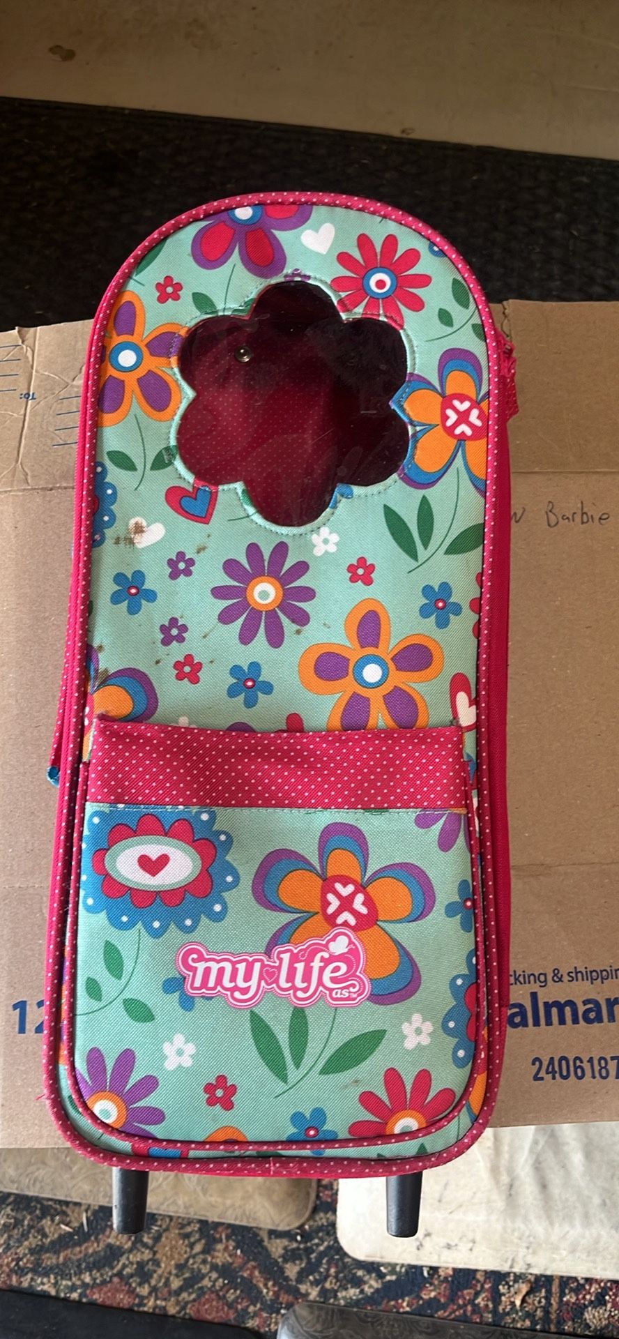 My Life 18" Rolling Doll Carrier (Floral Heart) Zippered Case