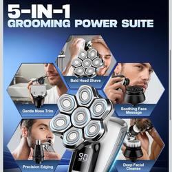 New in box! Head Shavers for Bald Men, 7D Floating Blades Electric Razor with Magnetic Detachable Heads, IPX7 Waterproof Rotary Shaver 5-in-1 Self-Gro