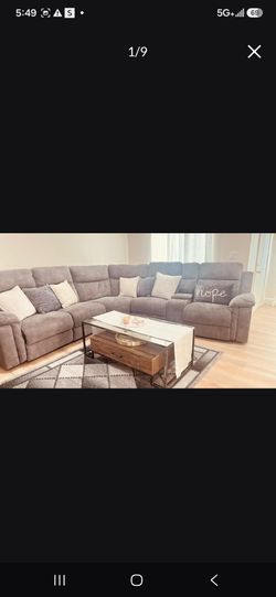 Gray Fabric Reclining Sectional Sofa
