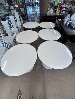SALE White 31.5" Round Tulip Dining Table | Mid Century Modern Bistro Café Kitchen Table