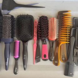 Lot of 42 Professional Hair Brushes & Combs – Diane, Fromm, RED by Kiss