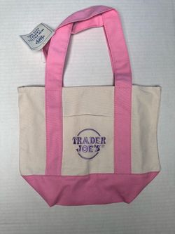 Pink Mini Trader Joe's Canvas Tote Bag Pastel