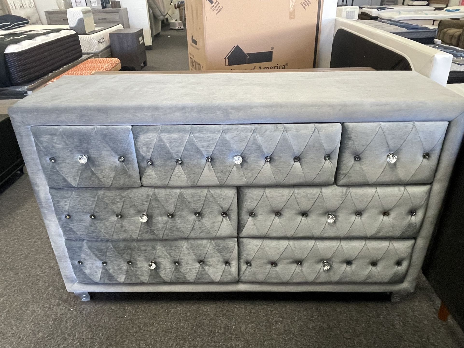 Grey Velvet Dresser