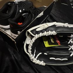 unused gloves and cleats. 