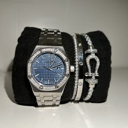 Luxury Women’s Watch & Vvs Tennis Bracelet Love Bracelet With Stones Horse Shoe Bracelet 