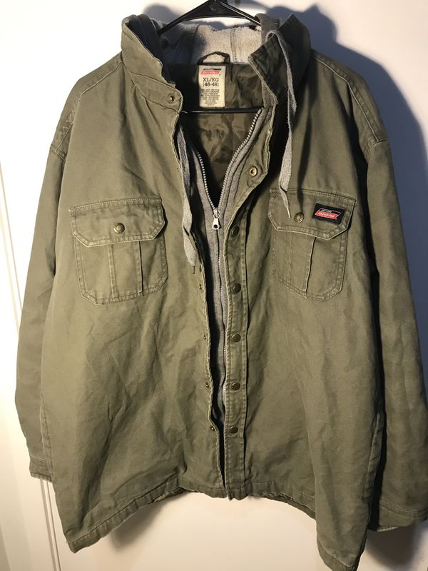 Men’s dickies canvas work button shirt jacket hoodie green xl for Sale ...