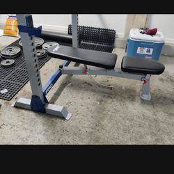 Bench Press Rack/Weights And Barbell 